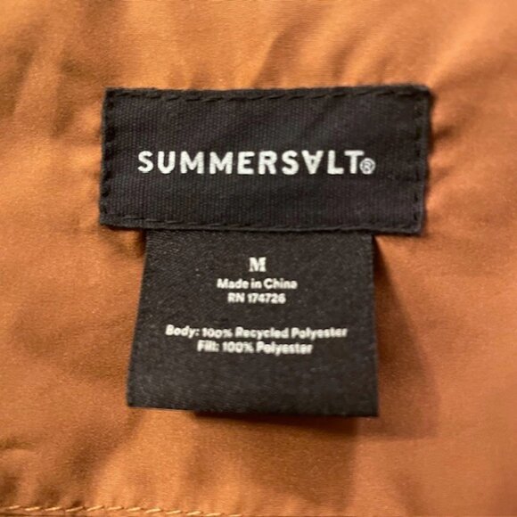 Summersalt Colorblock Eco Puffer Jacket Coat Size Medium Brown Black - Picture 14 of 16